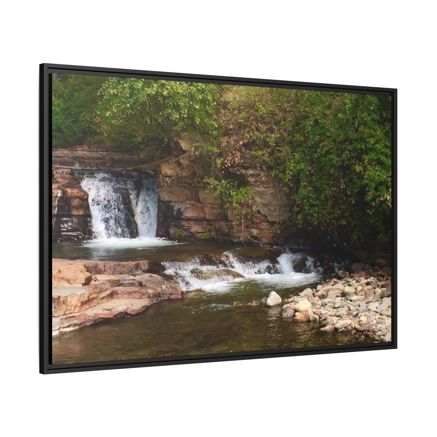 Framed Nature Canvas Wall Art - Tranquil Waterfall Scene, Home Decor, Gift, Nature Lovers, Living Room, Outdoor Vibes