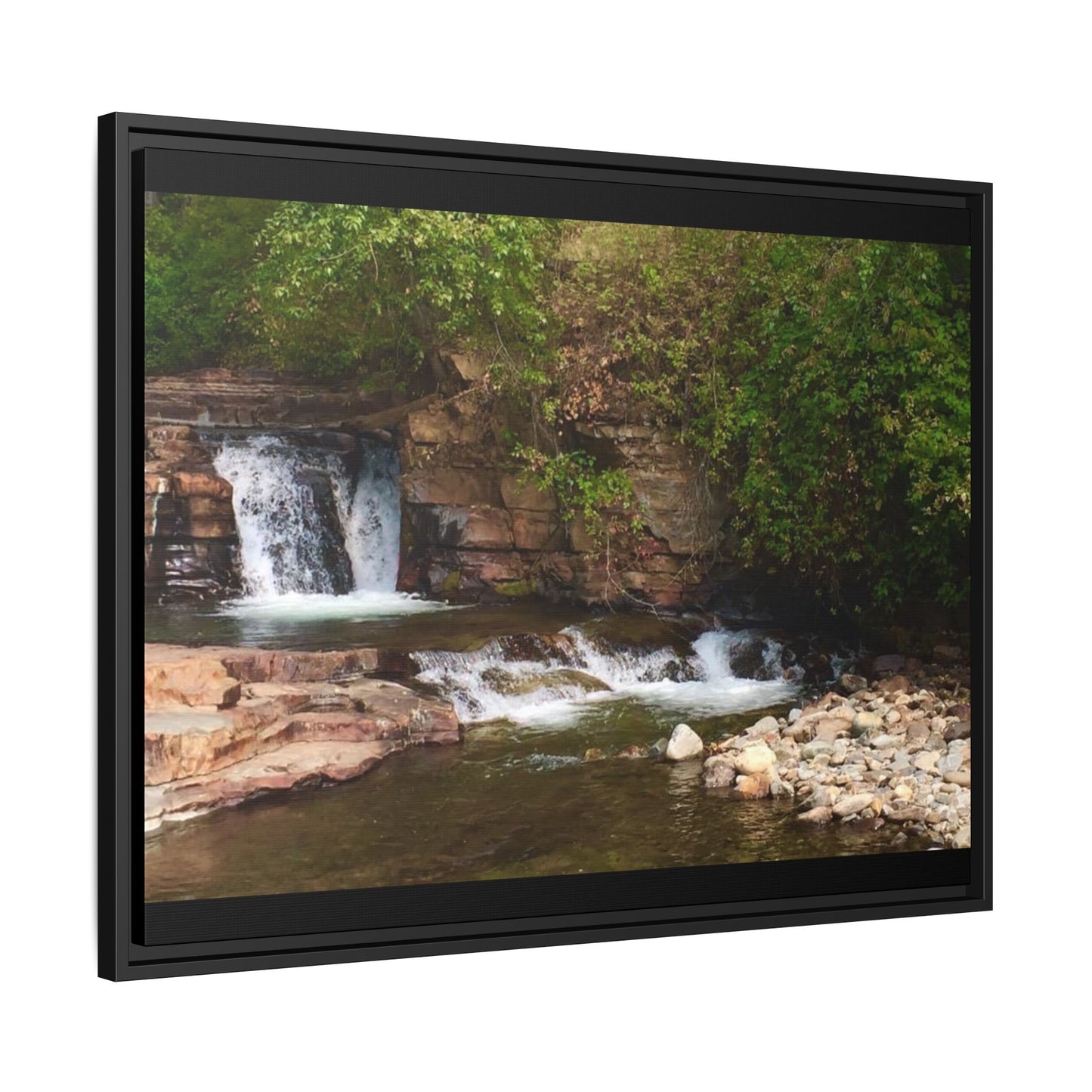 Framed Nature Canvas Wall Art - Tranquil Waterfall Scene, Home Decor, Gift, Nature Lovers, Living Room, Outdoor Vibes