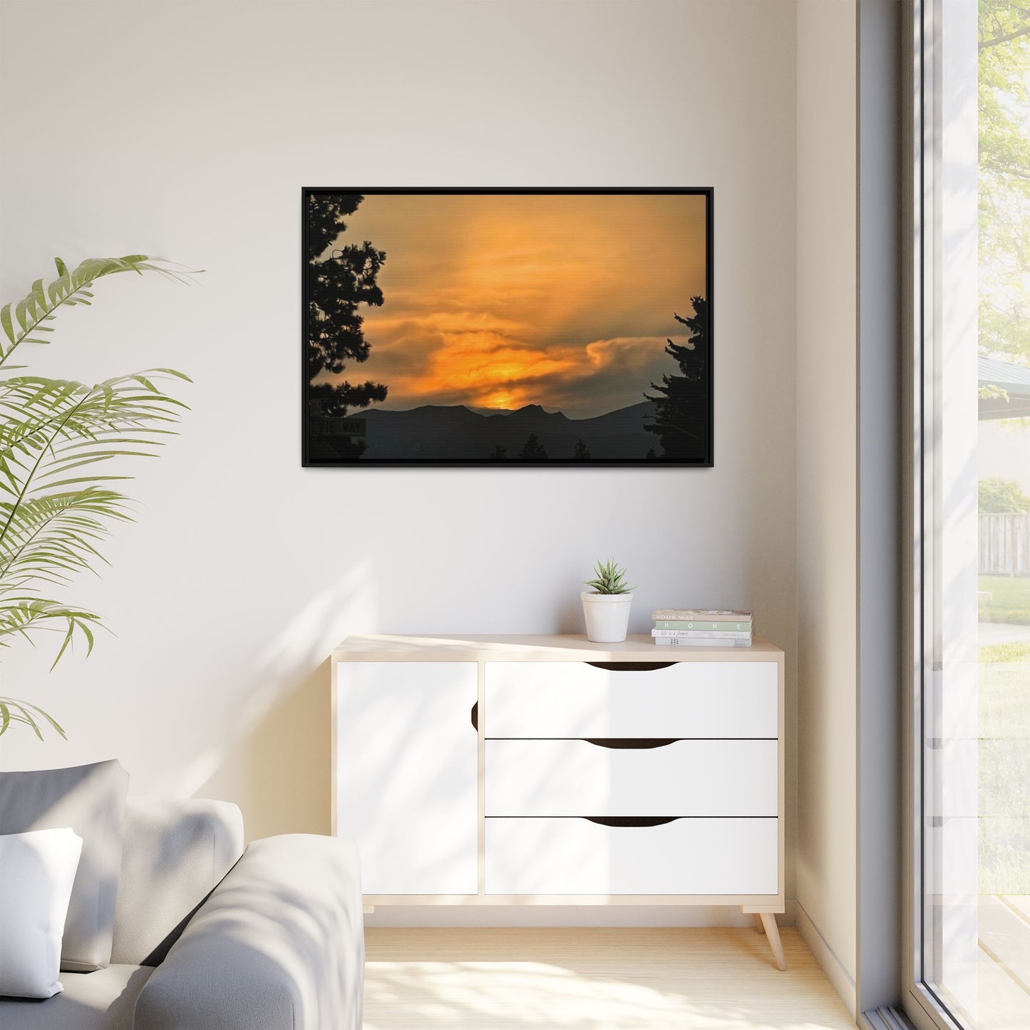 Framed Sunset Canvas Print, Relaxing Wall Art, Nature Decor, Home Decor, Gift for Nature Lovers