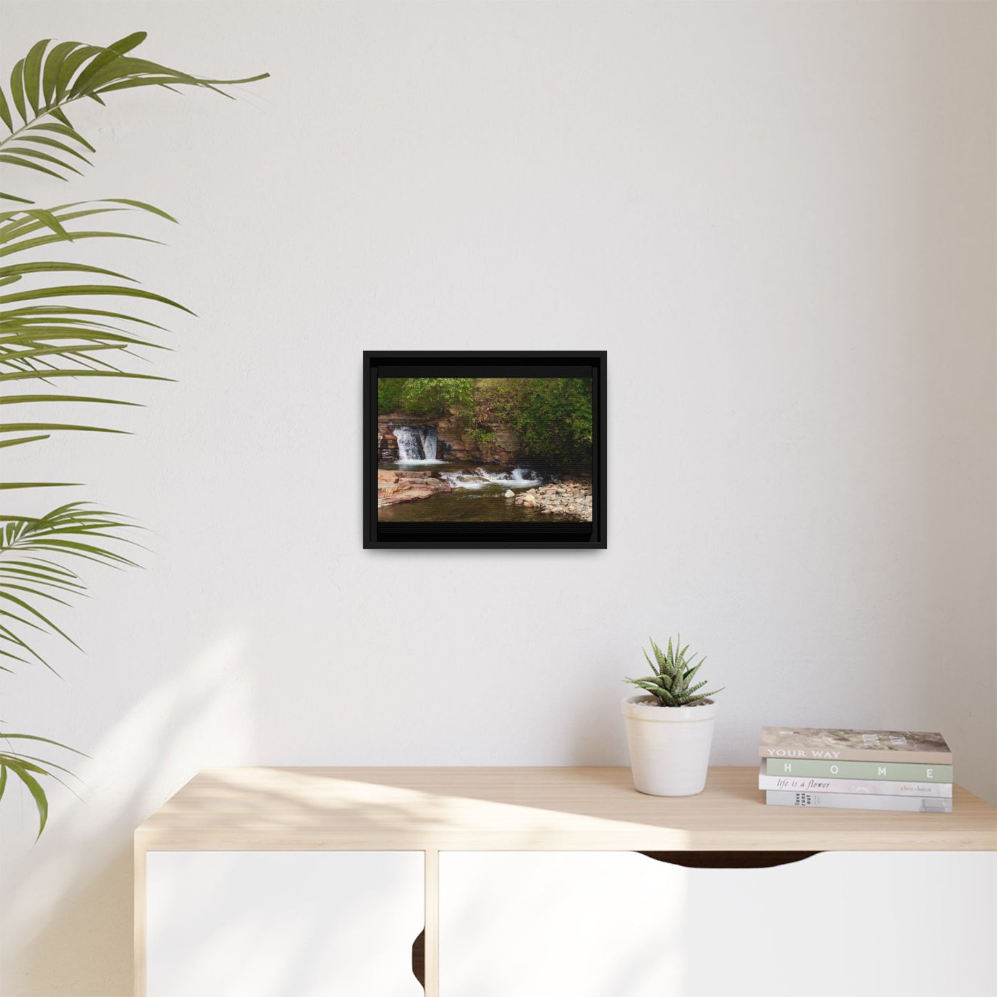 Framed Nature Canvas Wall Art - Tranquil Waterfall Scene, Home Decor, Gift, Nature Lovers, Living Room, Outdoor Vibes