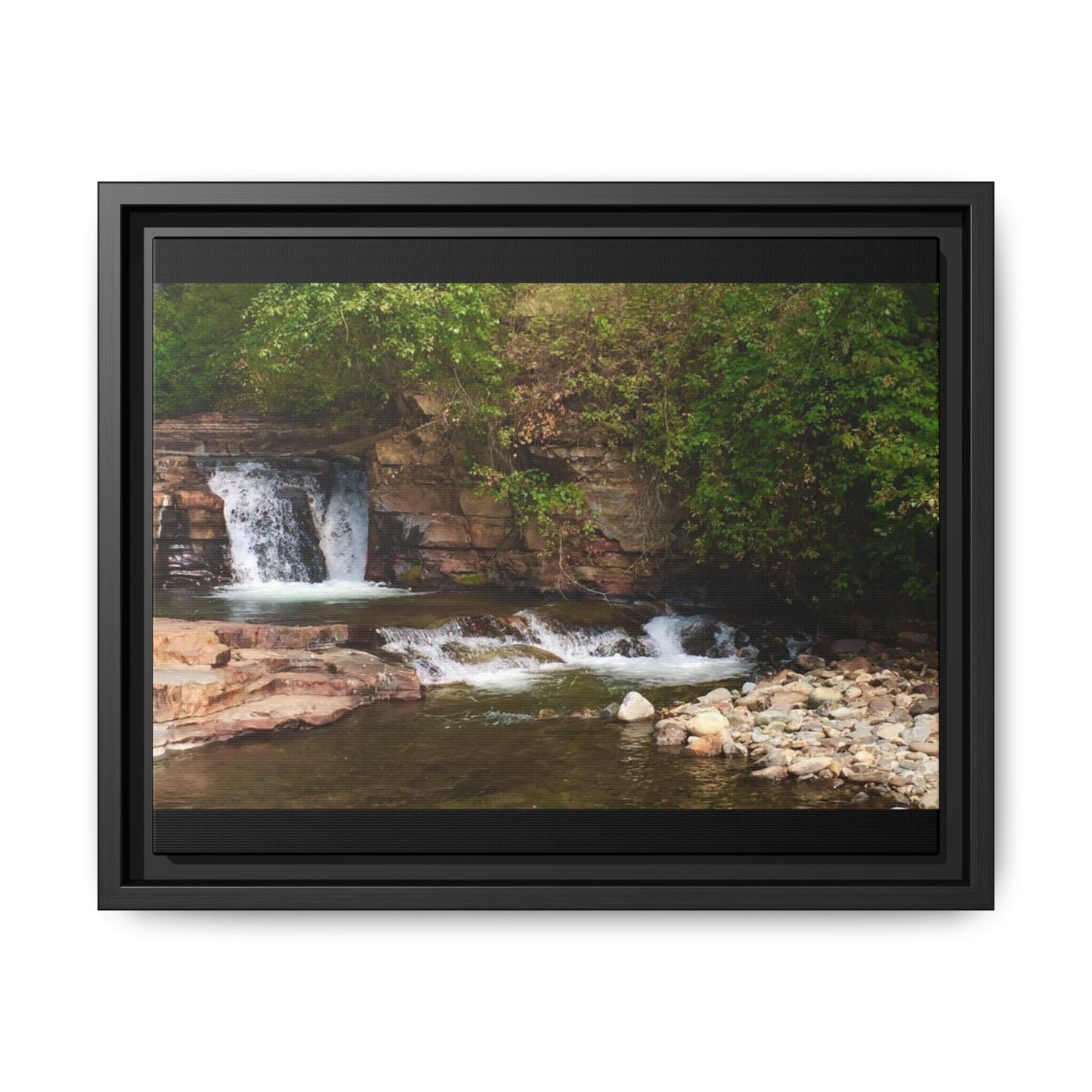 Framed Nature Canvas Wall Art - Tranquil Waterfall Scene, Home Decor, Gift, Nature Lovers, Living Room, Outdoor Vibes