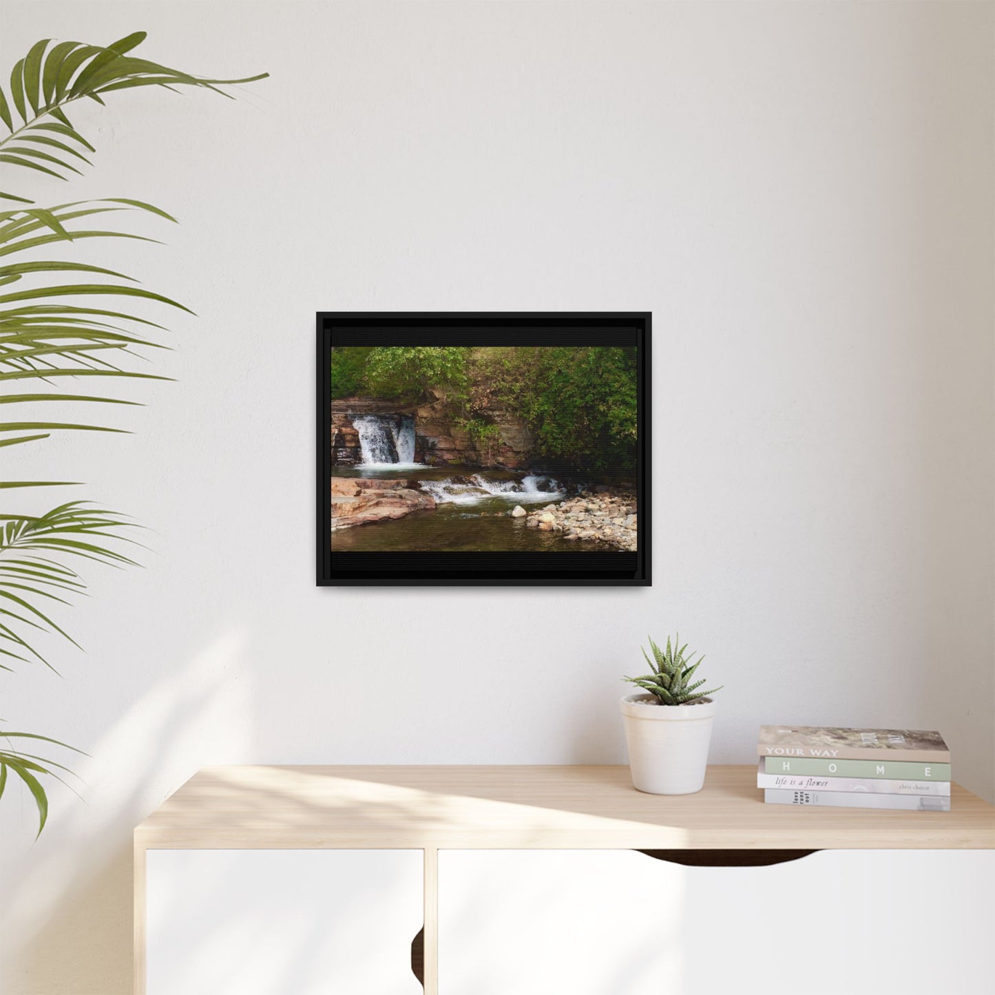 Framed Nature Canvas Wall Art - Tranquil Waterfall Scene, Home Decor, Gift, Nature Lovers, Living Room, Outdoor Vibes