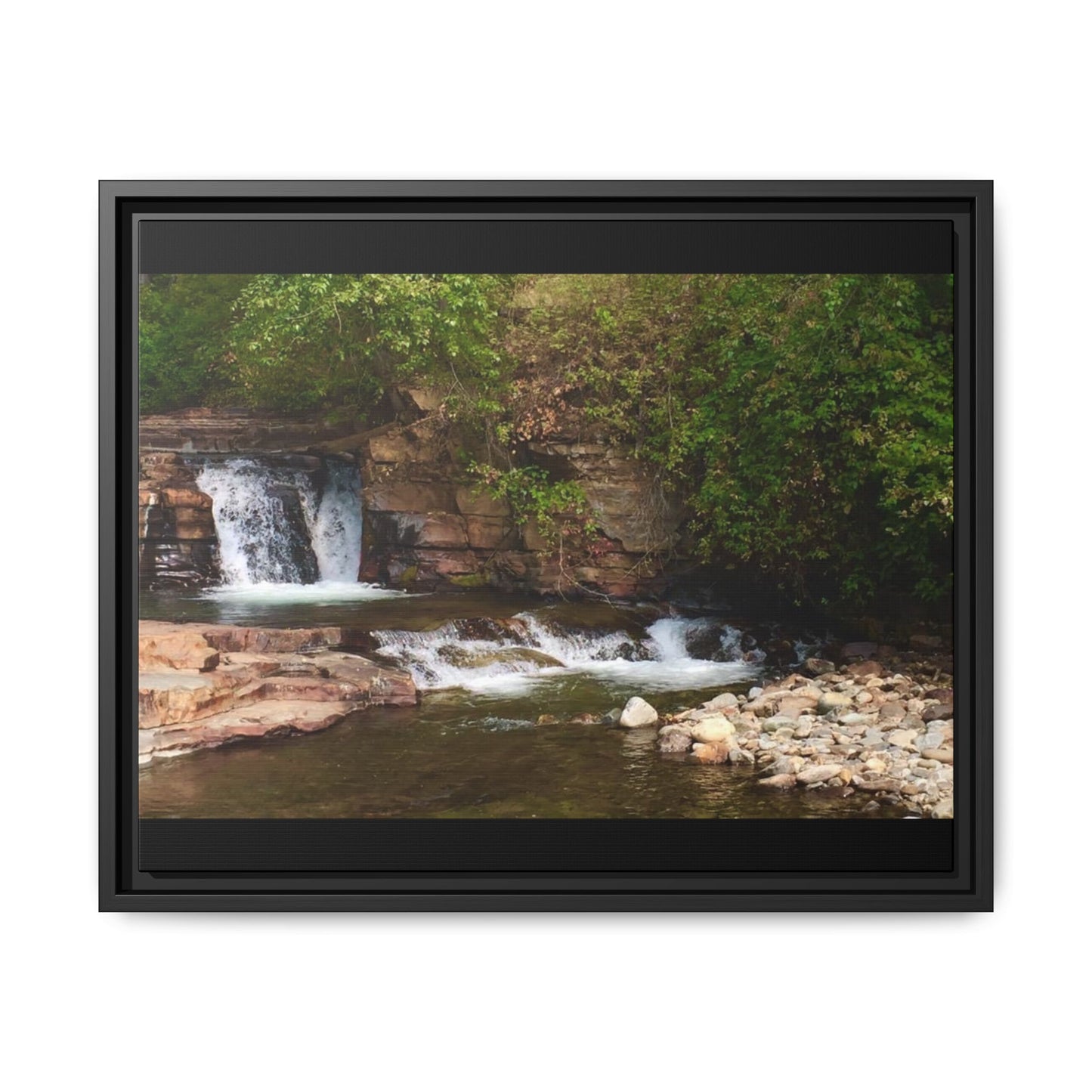 Framed Nature Canvas Wall Art - Tranquil Waterfall Scene, Home Decor, Gift, Nature Lovers, Living Room, Outdoor Vibes