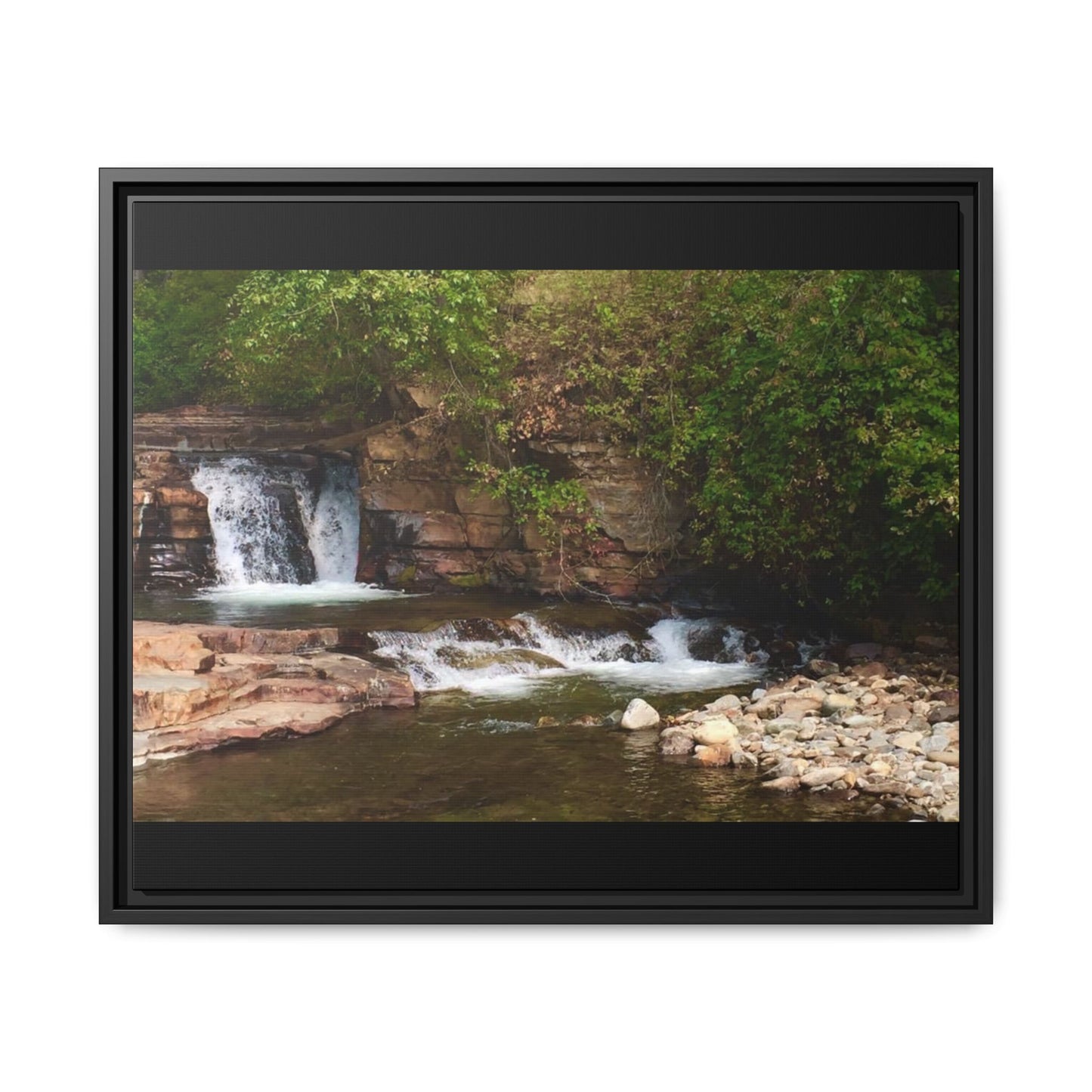 Framed Nature Canvas Wall Art - Tranquil Waterfall Scene, Home Decor, Gift, Nature Lovers, Living Room, Outdoor Vibes
