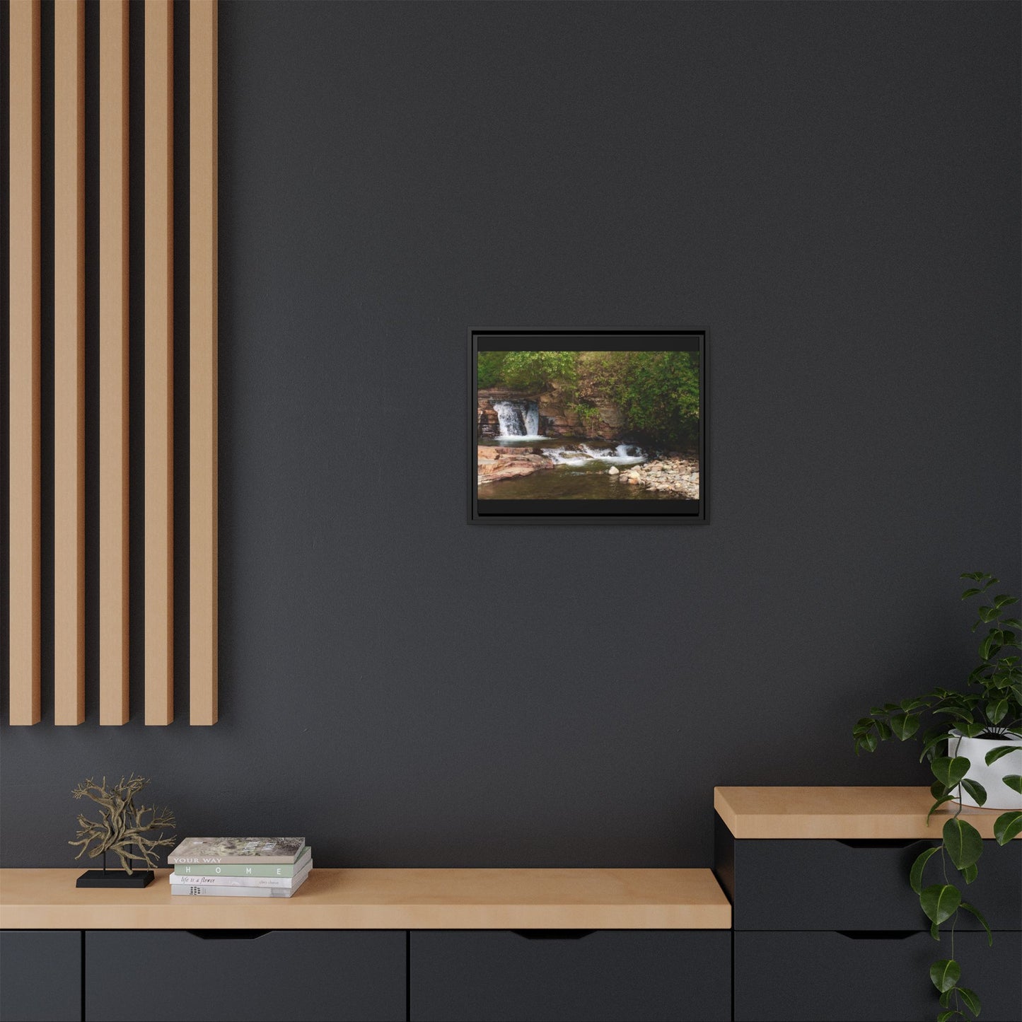 Framed Nature Canvas Wall Art - Tranquil Waterfall Scene, Home Decor, Gift, Nature Lovers, Living Room, Outdoor Vibes