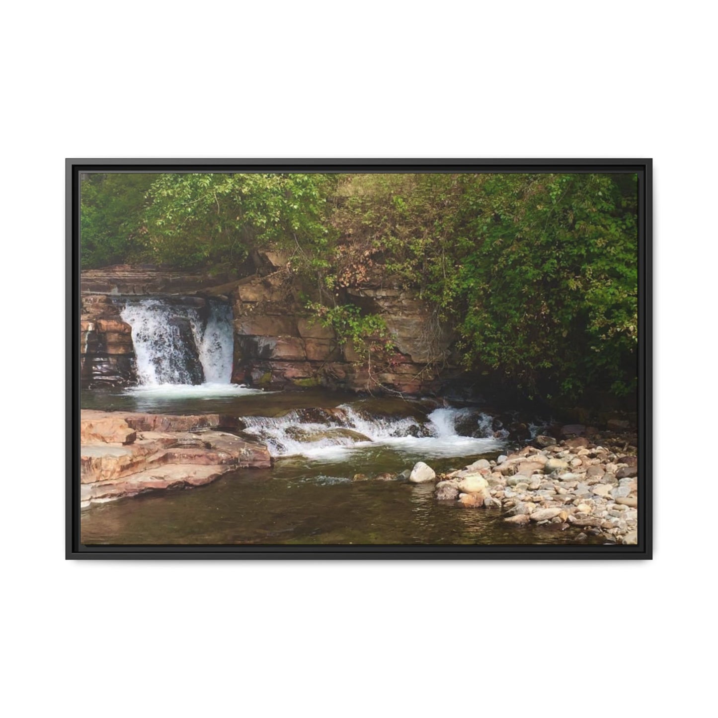 Framed Nature Canvas Wall Art - Tranquil Waterfall Scene, Home Decor, Gift, Nature Lovers, Living Room, Outdoor Vibes