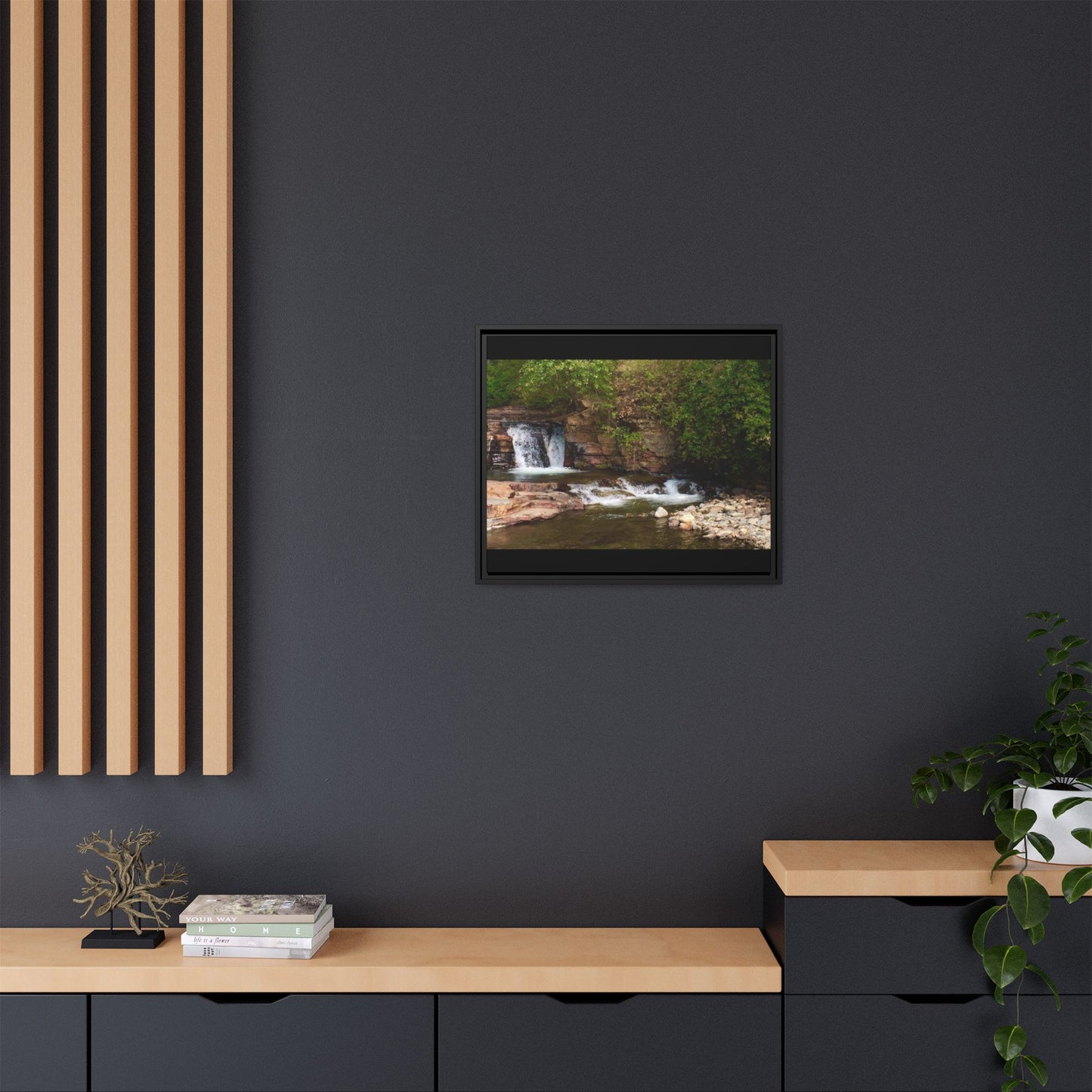 Framed Nature Canvas Wall Art - Tranquil Waterfall Scene, Home Decor, Gift, Nature Lovers, Living Room, Outdoor Vibes