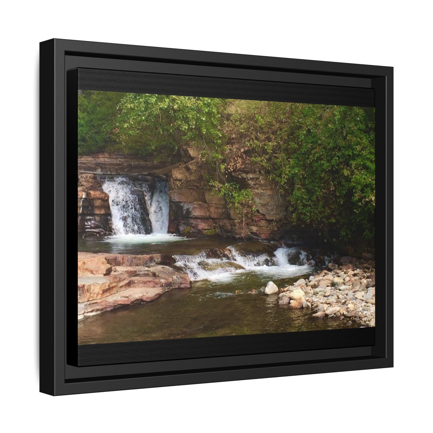Framed Nature Canvas Wall Art - Tranquil Waterfall Scene, Home Decor, Gift, Nature Lovers, Living Room, Outdoor Vibes