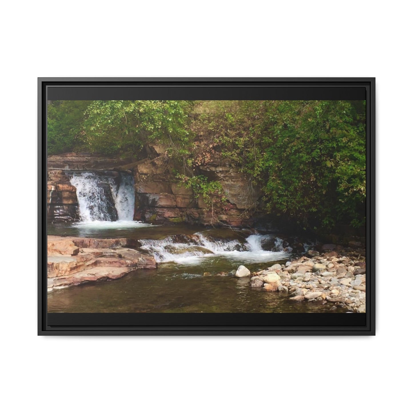Framed Nature Canvas Wall Art - Tranquil Waterfall Scene, Home Decor, Gift, Nature Lovers, Living Room, Outdoor Vibes