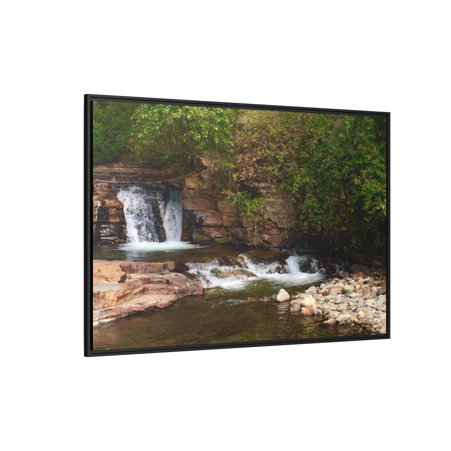 Framed Nature Canvas Wall Art - Tranquil Waterfall Scene, Home Decor, Gift, Nature Lovers, Living Room, Outdoor Vibes