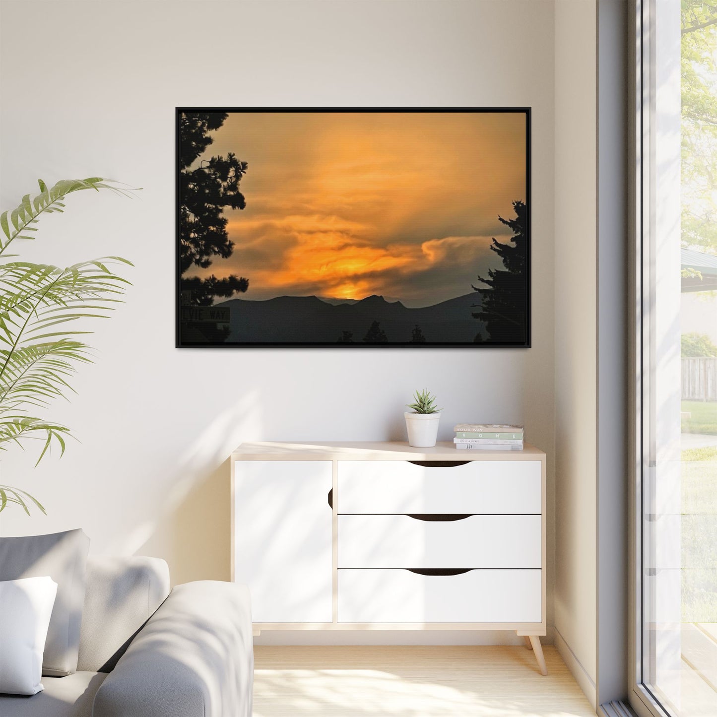 Framed Sunset Canvas Print, Relaxing Wall Art, Nature Decor, Home Decor, Gift for Nature Lovers