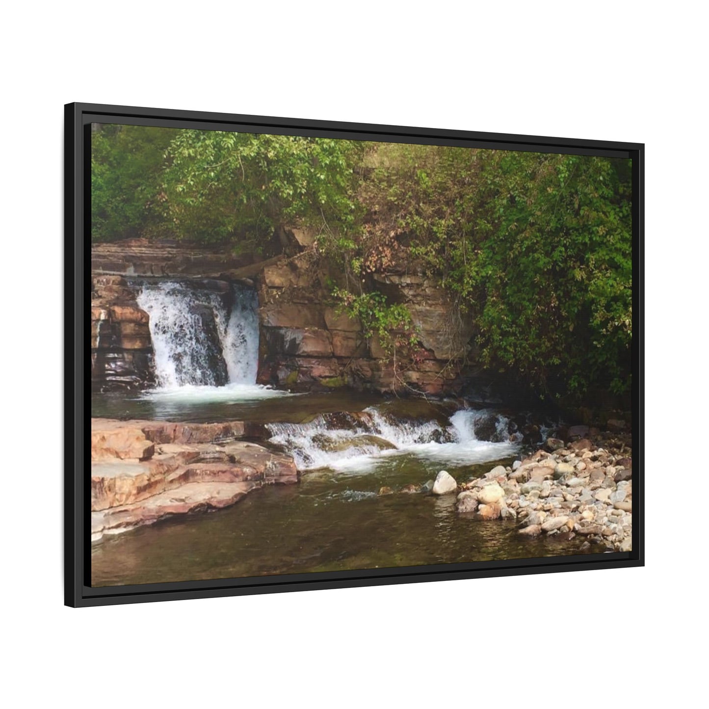 Framed Nature Canvas Wall Art - Tranquil Waterfall Scene, Home Decor, Gift, Nature Lovers, Living Room, Outdoor Vibes