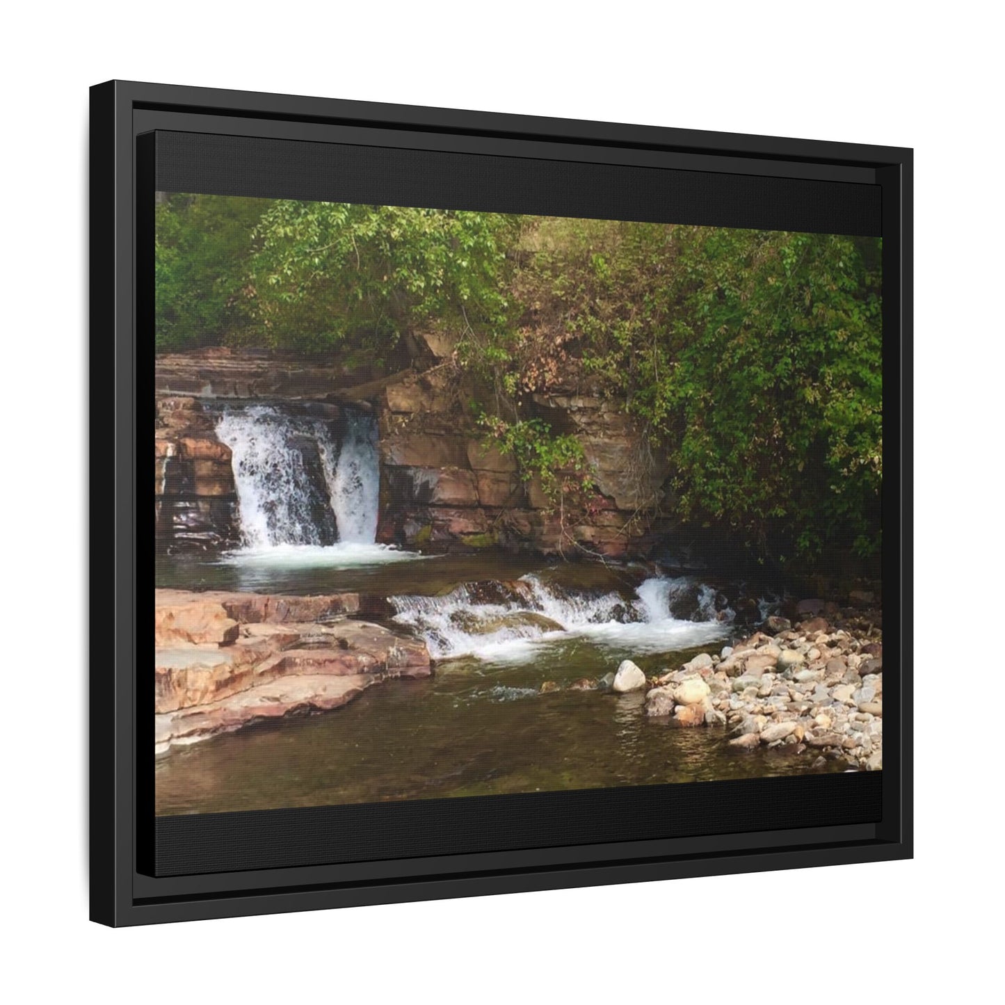 Framed Nature Canvas Wall Art - Tranquil Waterfall Scene, Home Decor, Gift, Nature Lovers, Living Room, Outdoor Vibes